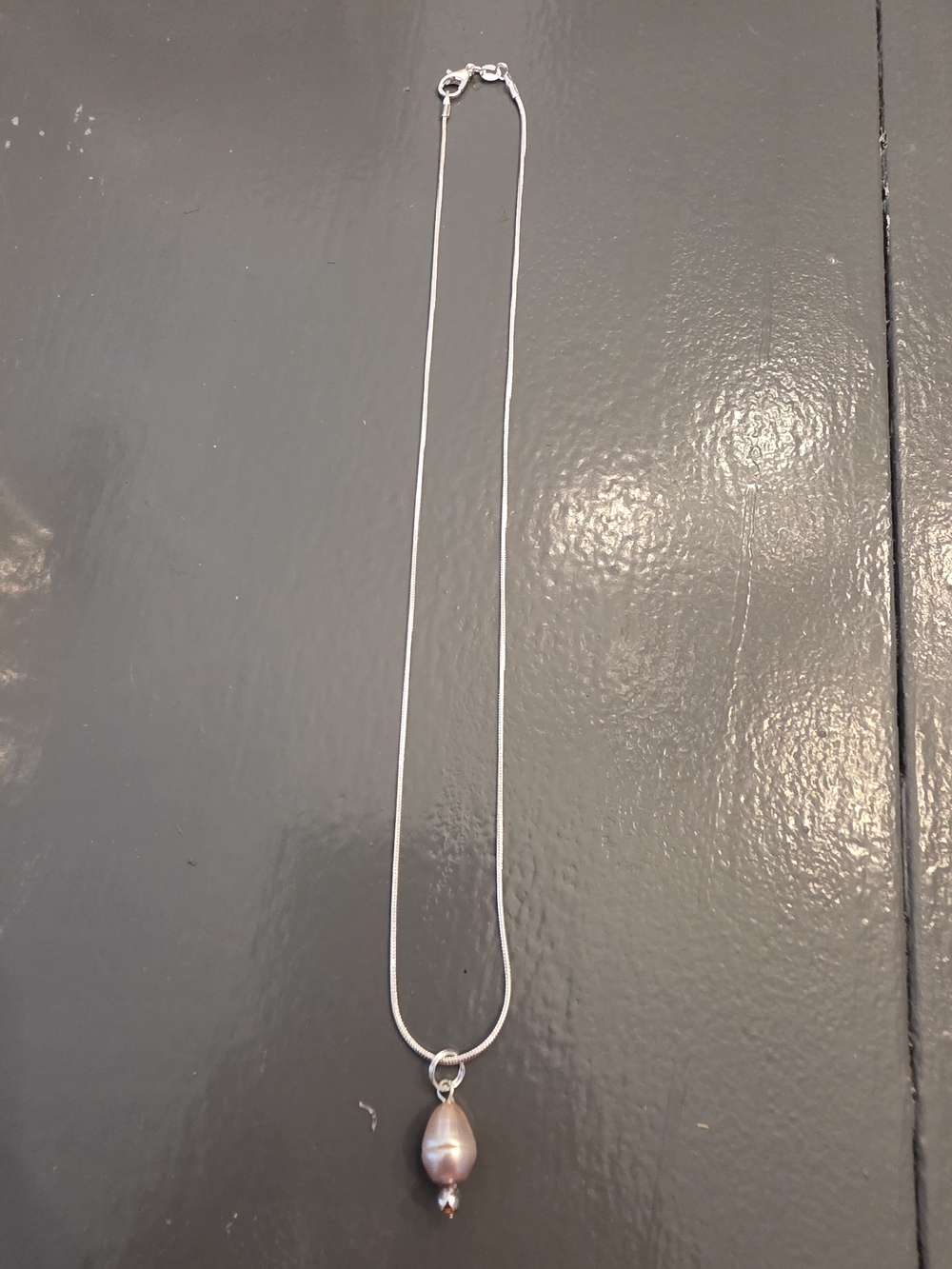 Silver Necklace with Pearl Pendant - Women Jewelry